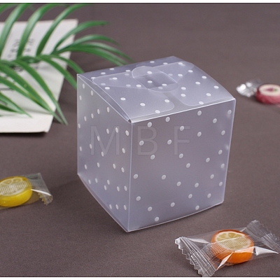 Polka Dot Pattern Transparent PVC Square Favor Box Candy Treat Gift Box X-CON-WH0070-99-1