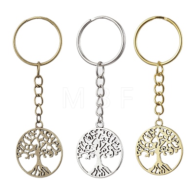 3Pcs 3 Colors Tibetan Style Alloy Keychains KEYC-JKC00693-1