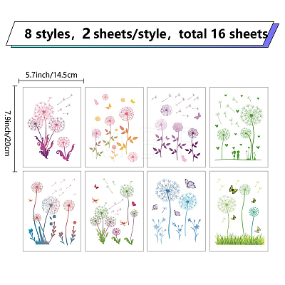 16 Sheets 8 Styles PVC Waterproof Wall Stickers DIY-WH0345-022-1