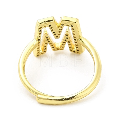 Mixed Color Enamel Initial Letter Adjustable Ring with Clear Cubic Zirconia RJEW-P045-01G-M-1