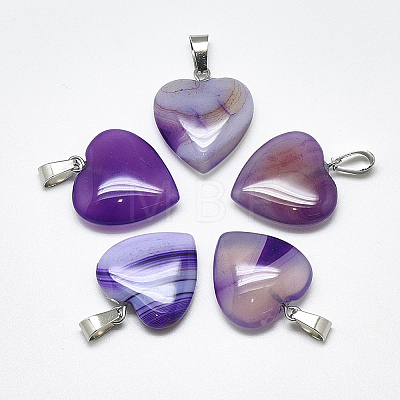 Natural Banded Agate/Striped Agate Pendants G-T122-24H-1