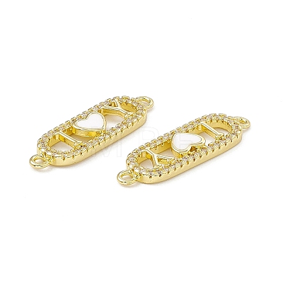 Rack Plating Brass Micro Pave Clear Cubic Zirconia Connector Charms ZIRC-I061-02G-1