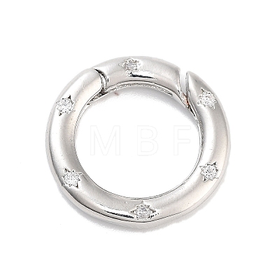 Brass Micro Pave Clear Cubic Zirconia Spring Gate Rings X-KK-M293-54P-1