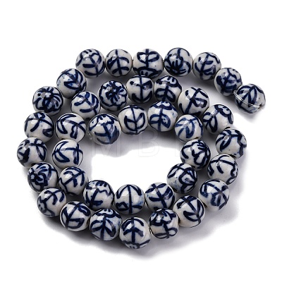 Handmade Blue and White Porcelain Beads Strands PORC-I027-03E-1