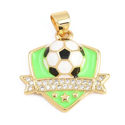 Football Brass Micro Pave Cubic Zirconia Pendants KK-A297-09F-G-1