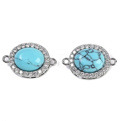 Synthetic Turquoise Oval Connector Charms KK-U043-50P-03-1