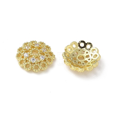 Brass Clear Cubic Zirconia Bead Caps KK-A236-15C-G-1