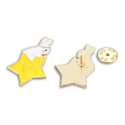 Star with Rabbit Shape Enamel Pin JEWB-N007-200-1