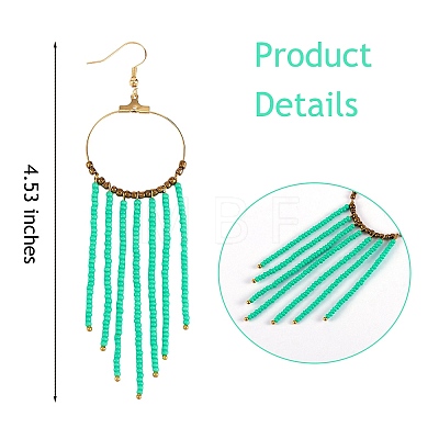 Glass Seed Beads Long Dangle Earrings EJEW-SW00004-1