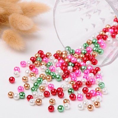 Christmas Mix Pearlized Glass Pearl Beads HY-X006-6mm-05-1