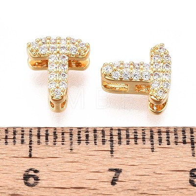 Brass Micro Pave Clear Cubic Zirconia Beads KK-T071-17G-T-1