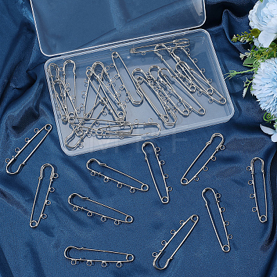 30Pcs Iron Brooch Findings IFIN-SC0002-10B-P-1