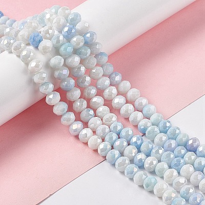 Faceted Electroplated Glass Beads Strands GLAA-C023-02A-1