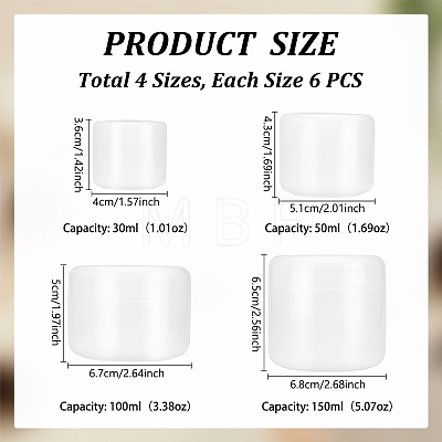 24Pcs 4 Styles Plastic Empty Portable Facial Cream Jar CON-WA0001-18-1