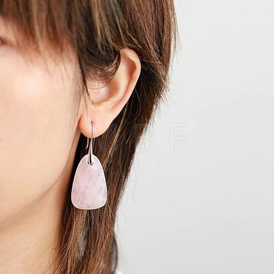 Brass & Rose Quartz Dangle Earrings FS-WGAFFE8-01-1