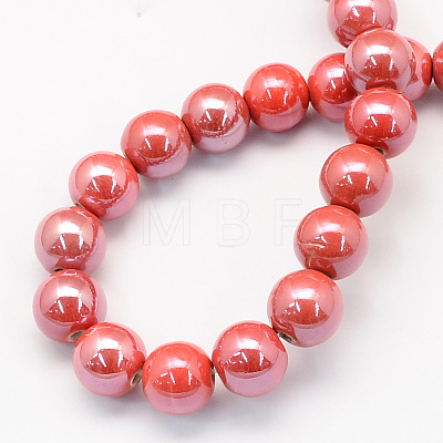 Pearlized Handmade Porcelain Round Beads PORC-S489-10mm-14-1