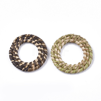 Handmade Reed Cane/Rattan Woven Linking Rings WOVE-T006-010A-1