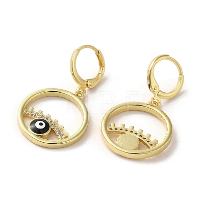 Evil Eye Real 18K Gold Plated Brass Dangle Leverback Earrings EJEW-Q797-09G-03-1