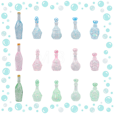 30Pcs 15 Styles Dummy Bottle Transparent Resin Cabochon RESI-FH0001-52-1