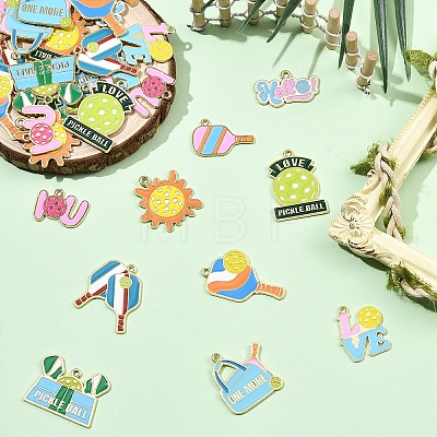 30Pcs 10 Styles Alloy Enamel Sports Pendants ENAM-YW0008-86-1