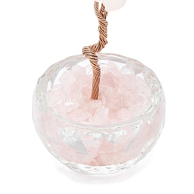 Natural Rose Quartz Chip Pachira Glabra Display Decorations DJEW-K025-04H-1
