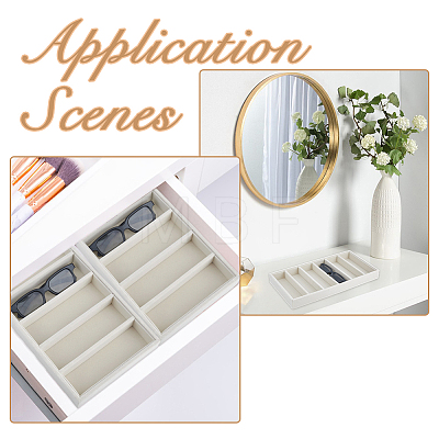 6 Grids Rectangle MDF Covered with Velvet Glasses Organizer Trays CON-WH0110-318B-1