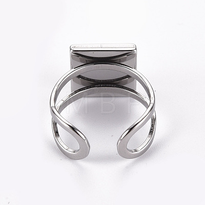 201 Stainless Steel Cuff Pad Ring Settings STAS-S080-041A-P-1