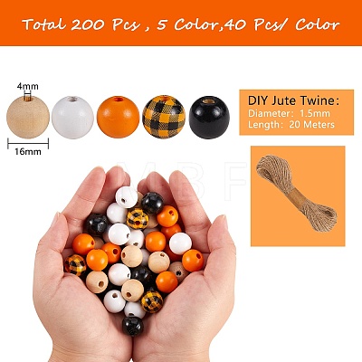 200Pcs Wooden Beads DIY-SZ0003-33B-1