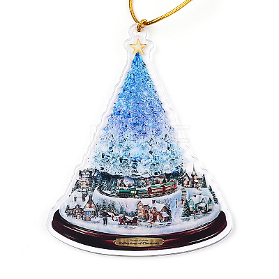Acrylic Christmas Tree Pendant Decoration HJEW-Q010-01C-1