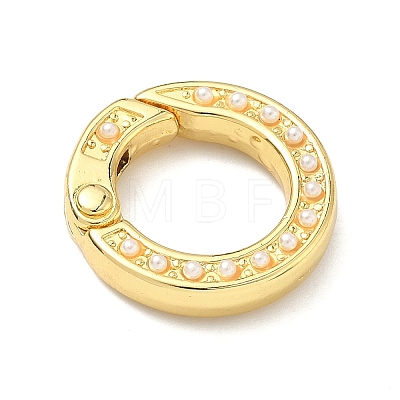 Brass with ABS Plastic Imitation Pearl Snap Clasps KK-I476-22G-1