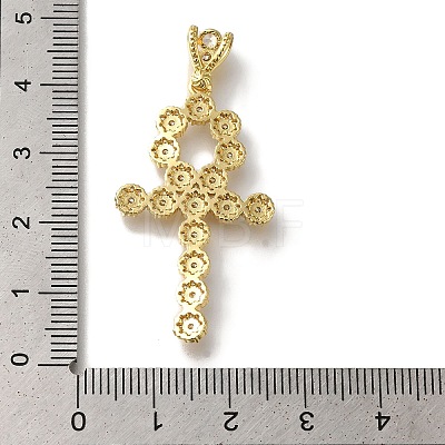 Cross Rack Plating Brass Micro Pave Clear Cubic Zirconia Pendant KK-U019-17G-03-1