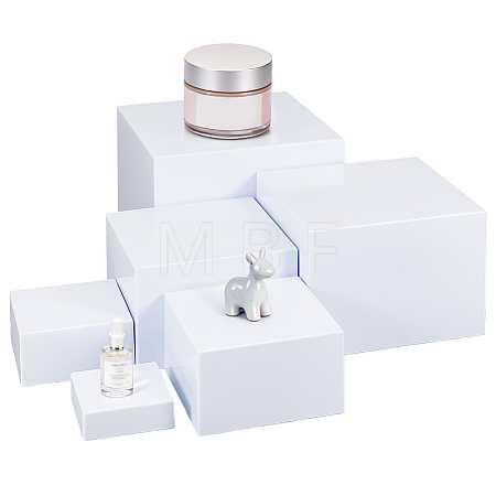 6Pcs 6 Sizes Plastic Buffet Food Cube Display Nesting Riser Stands ODIS-WH0086-220-1