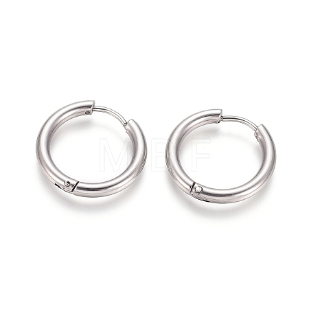 Tarnish Resistant 202 Stainless Steel Huggie Hoop Earrings A-EJEW-F111B-19mm-P-1