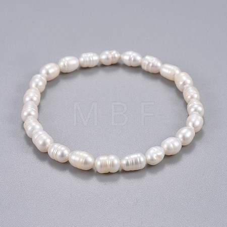 Natural Pearl Beads Stretch Bracelets BJEW-JB04265-01-1