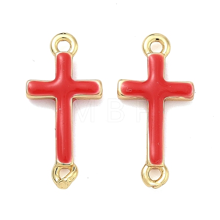 Brass Enamel Religion Cross Links Connector Charms KK-D229-07G-02-1
