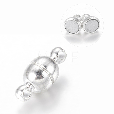 Round Brass Magnetic Clasps with Loops X-KK-D331-S-1