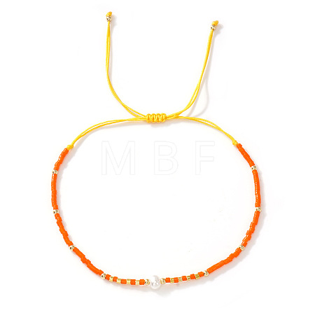 Bohemian Style Adjustable Faux Pearl & Glass Seed Bead Braided Bead Bracelets for Women OE9655-4-1