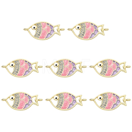 10Pcs Alloy Enamel Fish Links Connectors ENAM-YW0005-86A-1