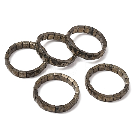 Natural Pyrite Beads Stretch Bracelets for Women Men BJEW-C097-06-05-1