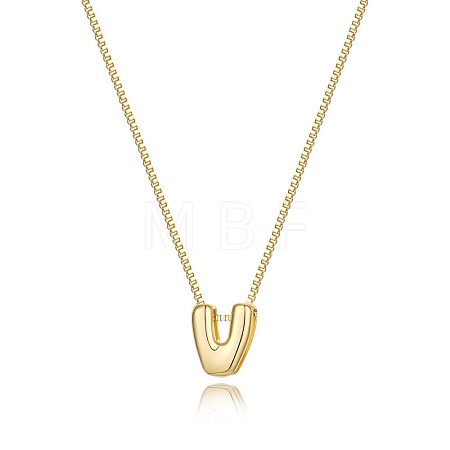 Brass Initial Pendant Box Chain Necklaces for Women FS-WG5C822-22-1