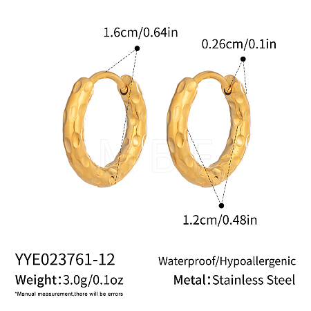 304 Stainless Steel Hammered Hoop Earrings KB6800-2-1