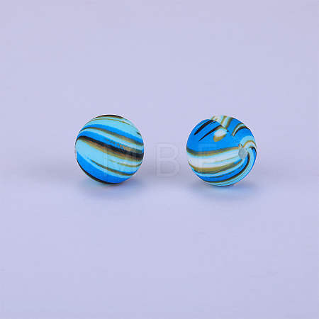 Printed Round Silicone Focal Beads SI-JX0056A-185-1