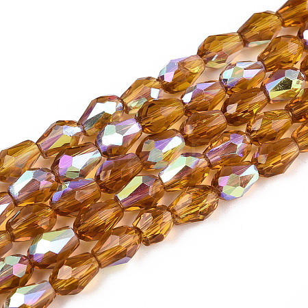 Transparent Electroplate Glass Beads Strands EGLA-N023-6x8mm-A06-1