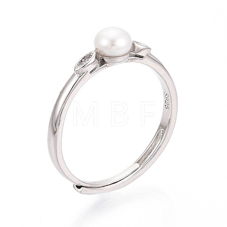 Adjustable 925 Sterling Silver with Cubic Zirconia Finger Ring STER-T008-91P-1