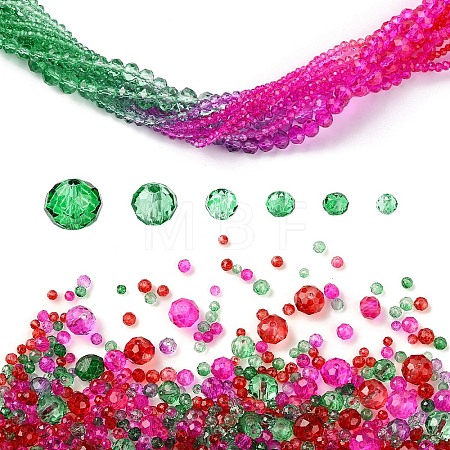 6 Styles Gradient Color Transparent Painted Glass Beads Strands DGLA-YW0001-28X-1