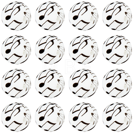 30Pcs Printed Silicone Focal Beads SIL-SC0001-73-1