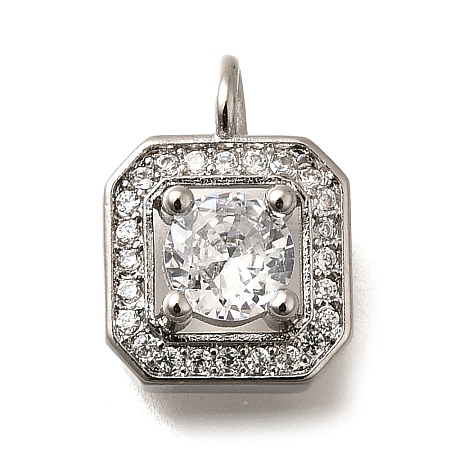 Brass Micro Pave Cubic Zirconia Pendants KK-U055-01P-01-1