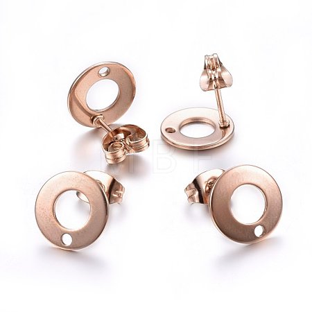 Ion Plating(IP) 304 Stainless Steel Stud Earring Findings X-STAS-H472-01RG-1