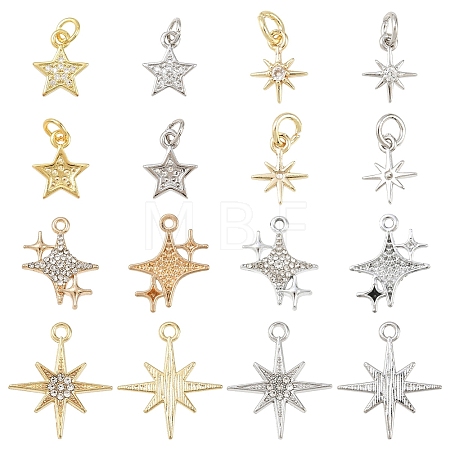 16Pcs 8 Styles Brass & Alloy & Rhinestone & Cubic Zirconia Pendants Sets FIND-YW0011-28-1