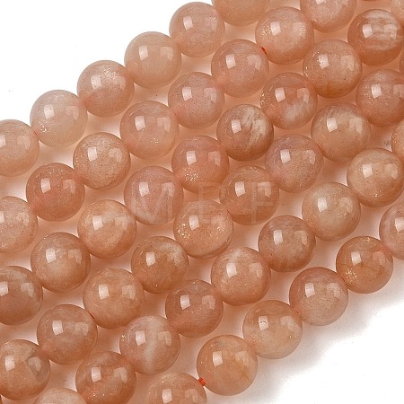 Natural Gemstone Sunstone Round Beads Strands G-E251-34-6mm-01-1
